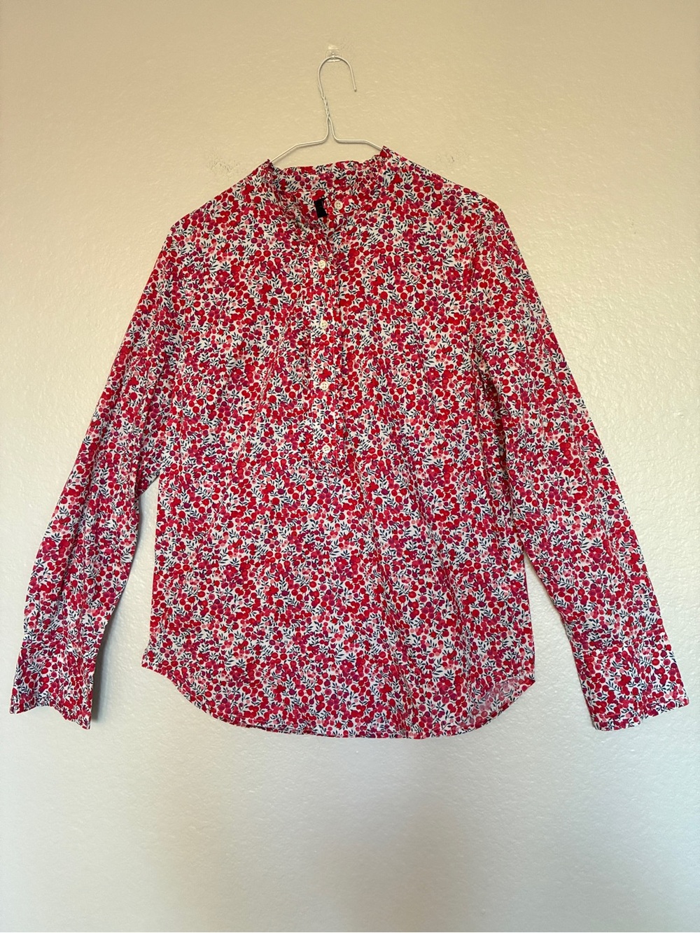 J. Crew Liberty Art Fabrics Fruit Print Red Long Sleeve Blouse Cottagecore 4